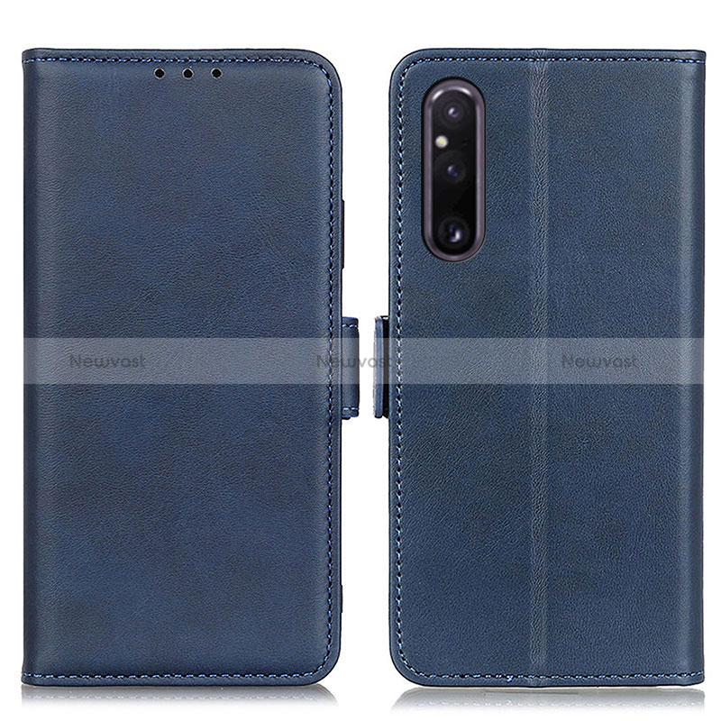 Leather Case Stands Flip Cover Holder M15L for Sony Xperia 1 V Blue
