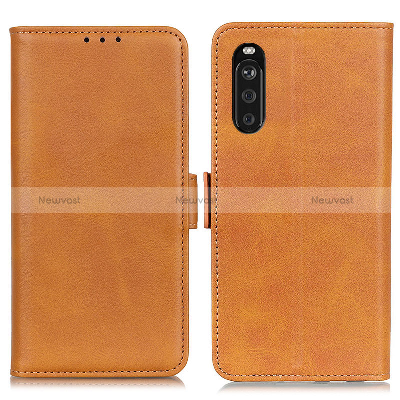Leather Case Stands Flip Cover Holder M15L for Sony Xperia 10 III SO-52B Light Brown