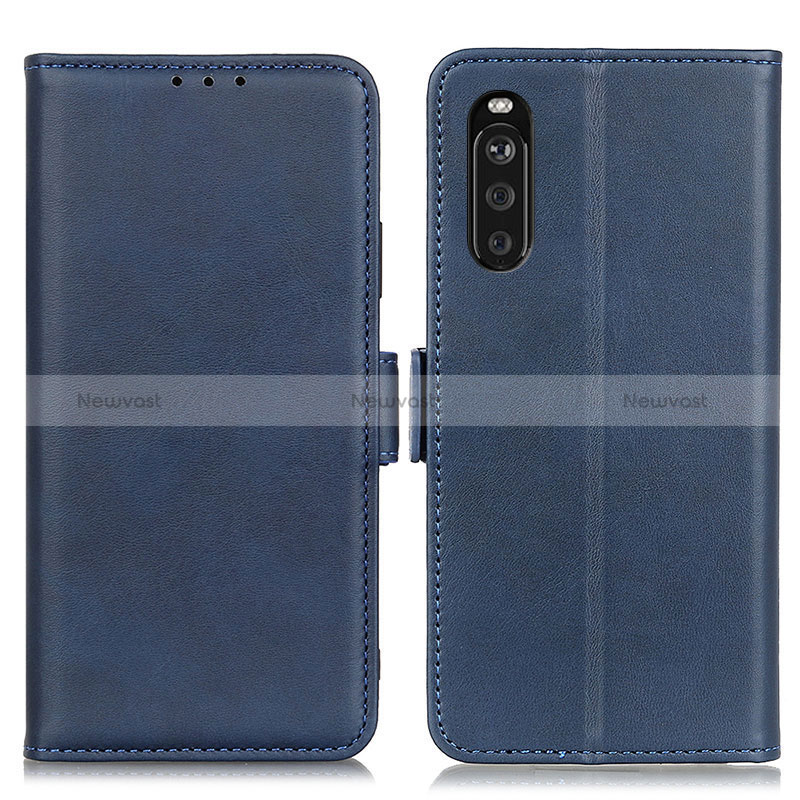 Leather Case Stands Flip Cover Holder M15L for Sony Xperia 10 III SOG04 Blue