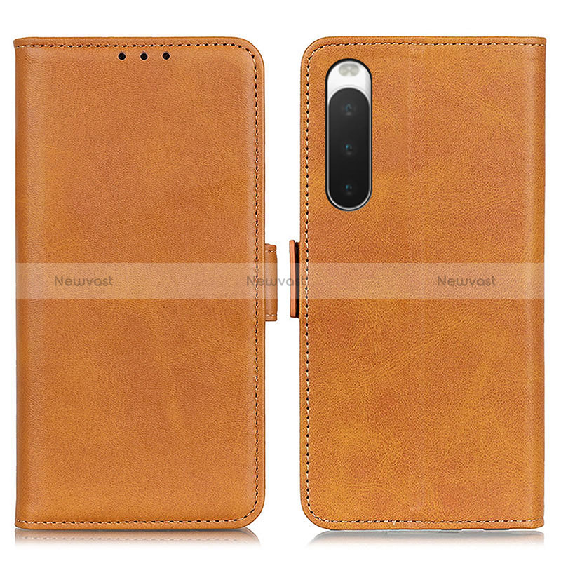 Leather Case Stands Flip Cover Holder M15L for Sony Xperia 10 IV SO-52C Light Brown