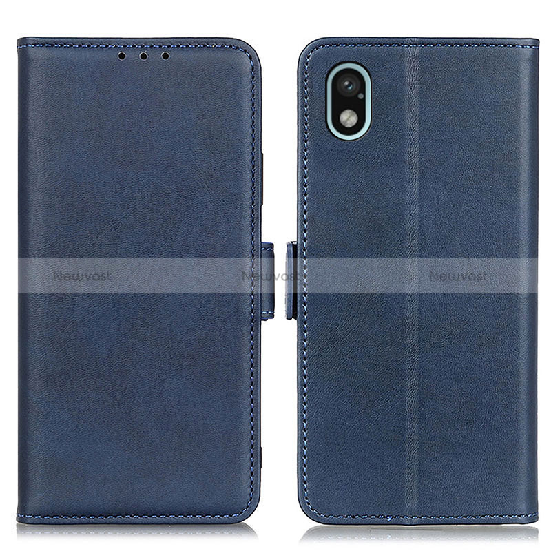 Leather Case Stands Flip Cover Holder M15L for Sony Xperia Ace III SO-53C Blue