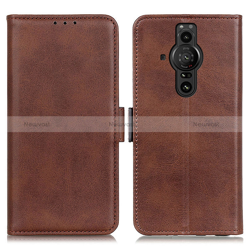 Leather Case Stands Flip Cover Holder M15L for Sony Xperia PRO-I Brown