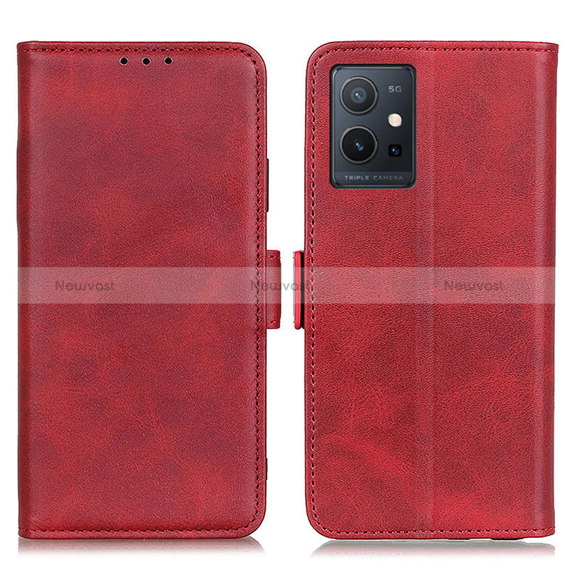 Leather Case Stands Flip Cover Holder M15L for Vivo iQOO Z6 5G Red