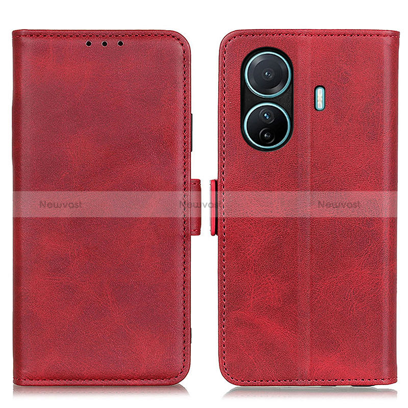 Leather Case Stands Flip Cover Holder M15L for Vivo iQOO Z6 Pro 5G Red