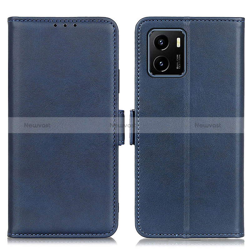 Leather Case Stands Flip Cover Holder M15L for Vivo Y15S Blue