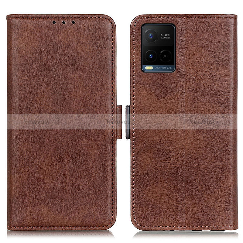 Leather Case Stands Flip Cover Holder M15L for Vivo Y21a Brown