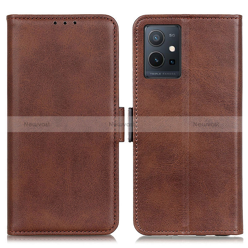 Leather Case Stands Flip Cover Holder M15L for Vivo Y33e 5G Brown