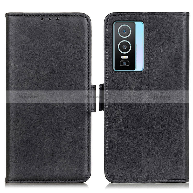 Leather Case Stands Flip Cover Holder M15L for Vivo Y76s 5G Black