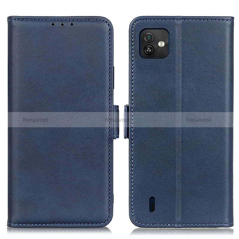 Leather Case Stands Flip Cover Holder M15L for Wiko Y82 Blue