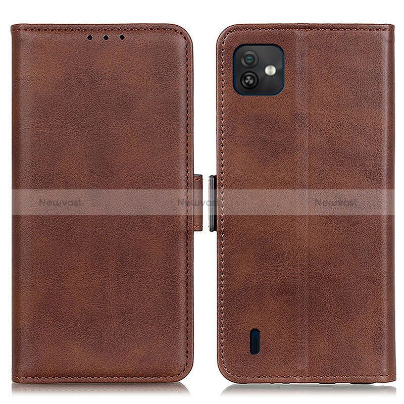 Leather Case Stands Flip Cover Holder M15L for Wiko Y82 Brown