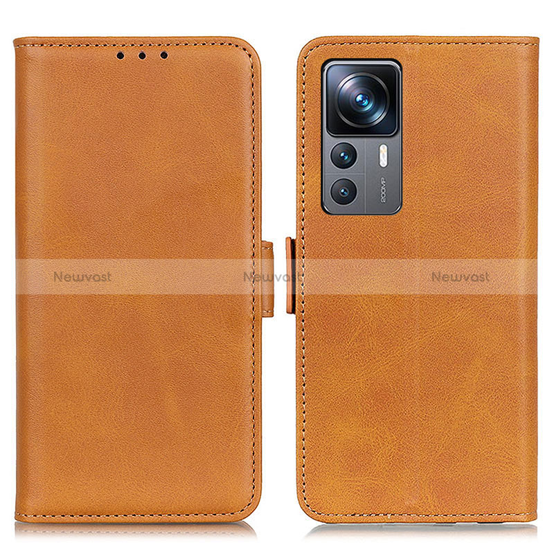 Leather Case Stands Flip Cover Holder M15L for Xiaomi Mi 12T 5G Light Brown