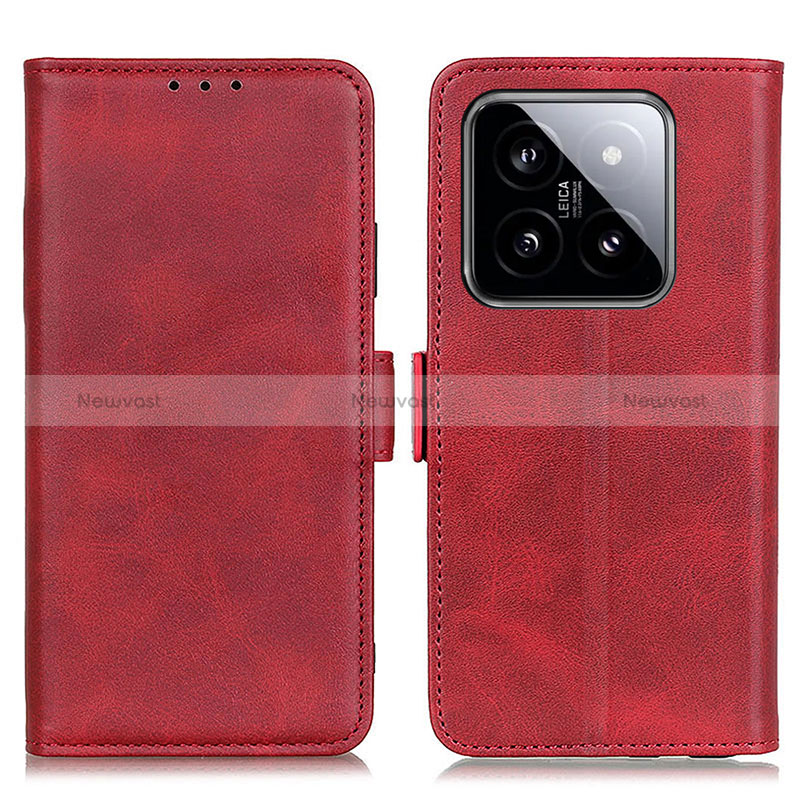 Leather Case Stands Flip Cover Holder M15L for Xiaomi Mi 14 Pro 5G Red