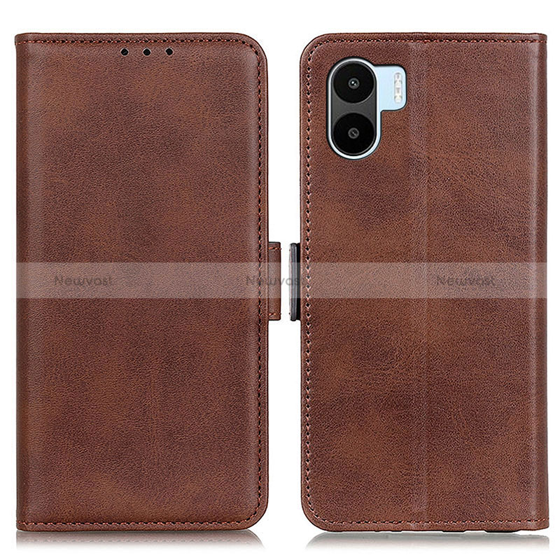 Leather Case Stands Flip Cover Holder M15L for Xiaomi Poco C50 Brown