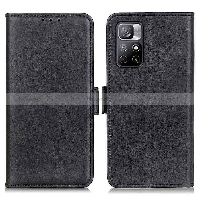 Leather Case Stands Flip Cover Holder M15L for Xiaomi Poco M4 Pro 5G Black