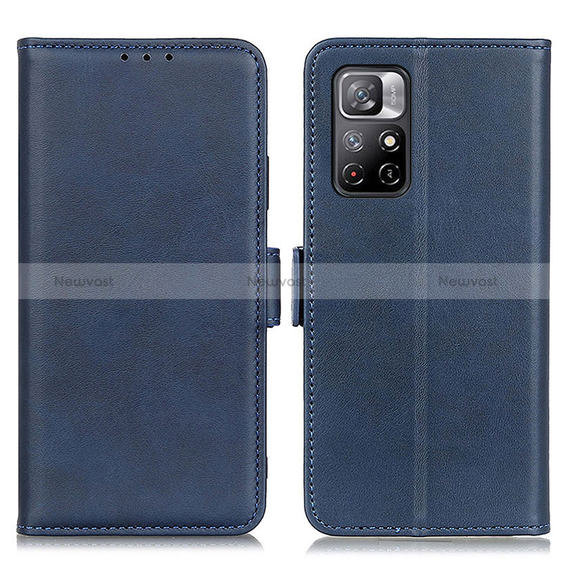 Leather Case Stands Flip Cover Holder M15L for Xiaomi Poco M4 Pro 5G Blue