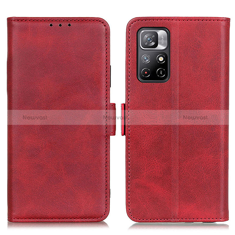 Leather Case Stands Flip Cover Holder M15L for Xiaomi Poco M4 Pro 5G Red