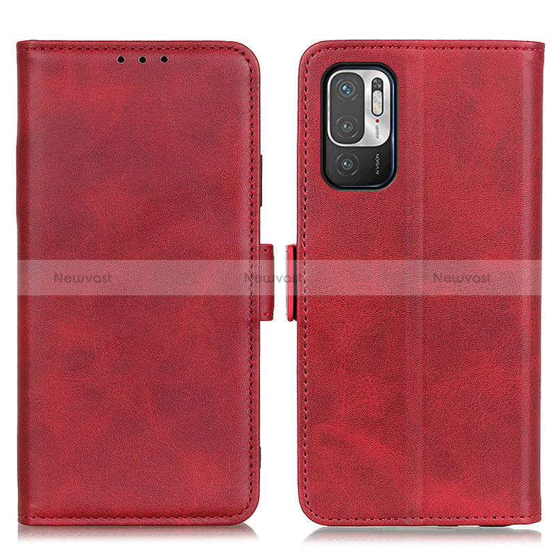 Leather Case Stands Flip Cover Holder M15L for Xiaomi Redmi Note 10 5G Red