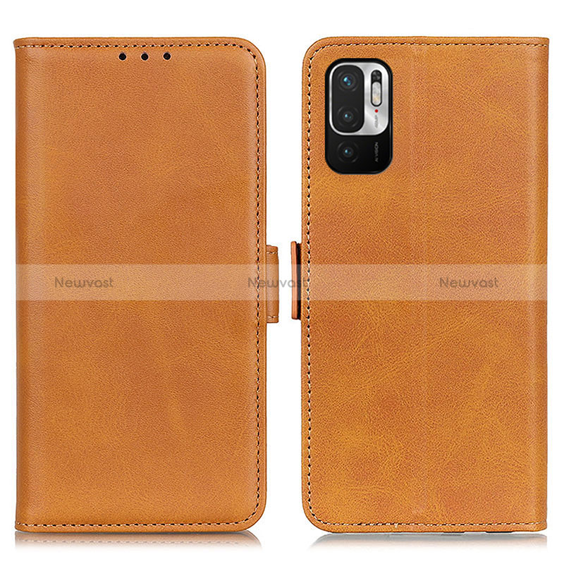 Leather Case Stands Flip Cover Holder M15L for Xiaomi Redmi Note 10 JE 5G Light Brown