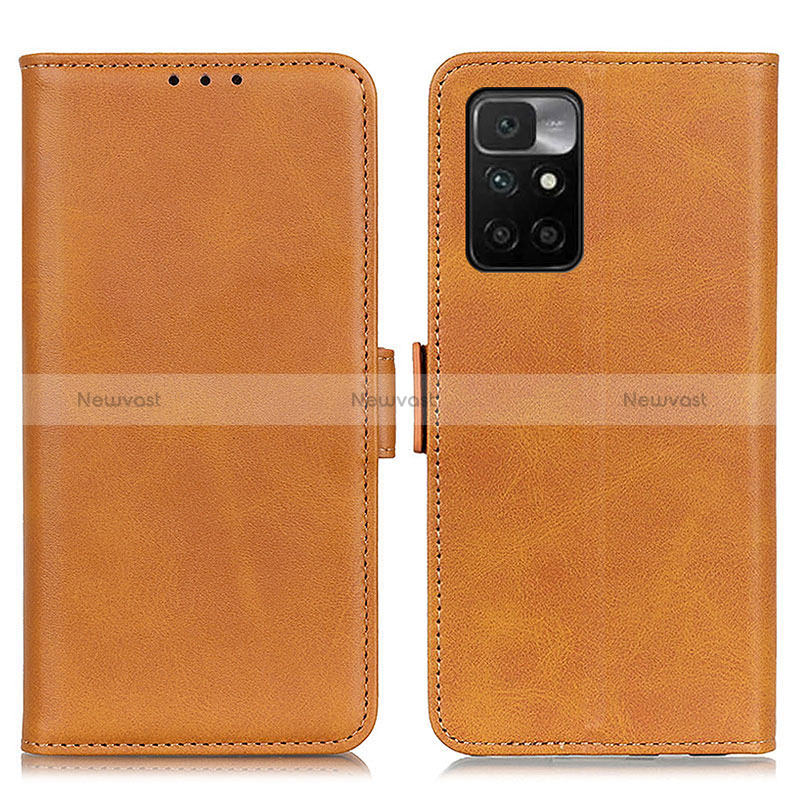 Leather Case Stands Flip Cover Holder M15L for Xiaomi Redmi Note 11 4G (2021) Light Brown