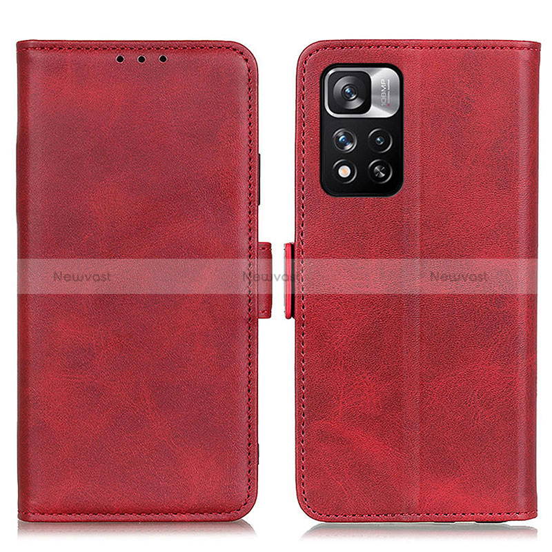 Leather Case Stands Flip Cover Holder M15L for Xiaomi Redmi Note 11 Pro+ Plus 5G Red