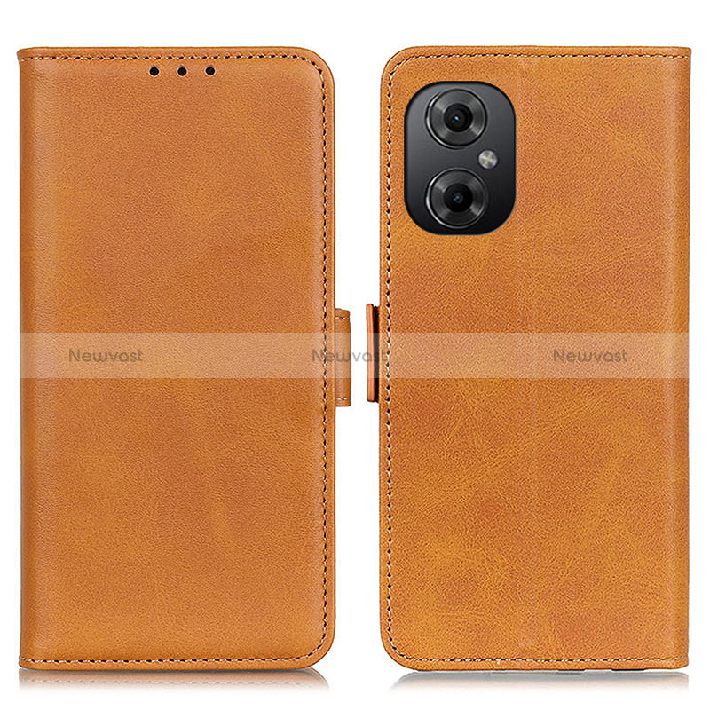 Leather Case Stands Flip Cover Holder M15L for Xiaomi Redmi Note 12R Pro 5G Light Brown