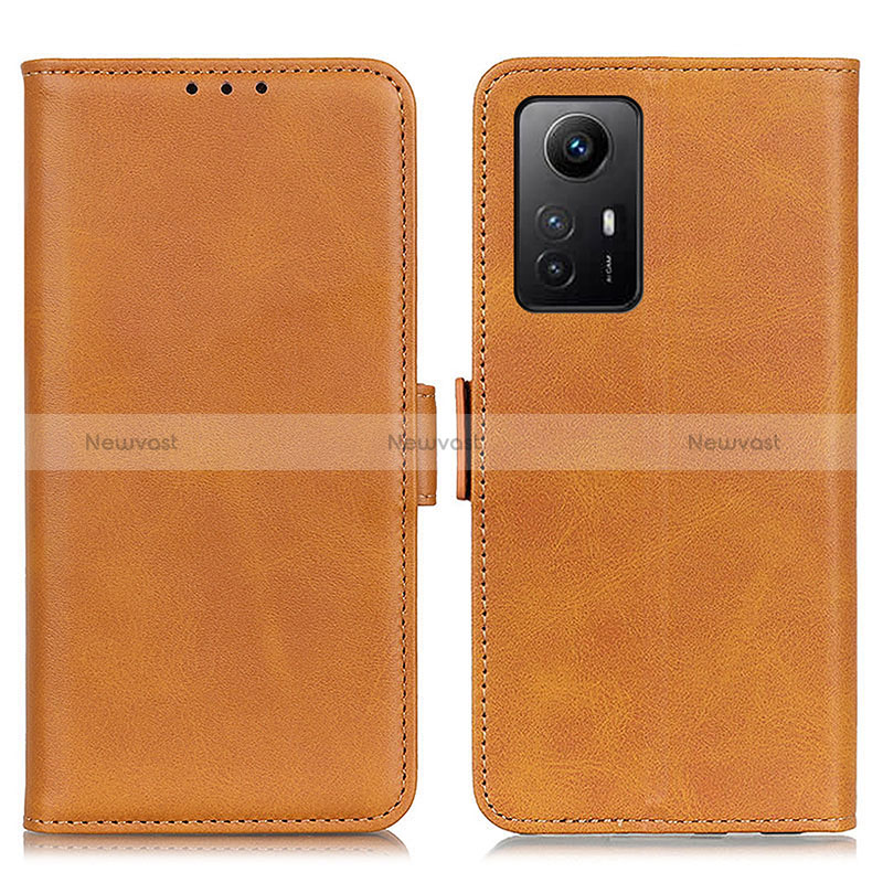 Leather Case Stands Flip Cover Holder M15L for Xiaomi Redmi Note 12S Light Brown