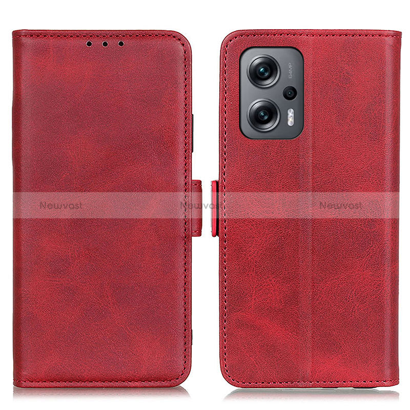 Leather Case Stands Flip Cover Holder M15L for Xiaomi Redmi Note 12T Pro 5G Red