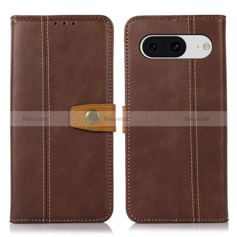 Leather Case Stands Flip Cover Holder M16L for Google Pixel 8 5G Brown