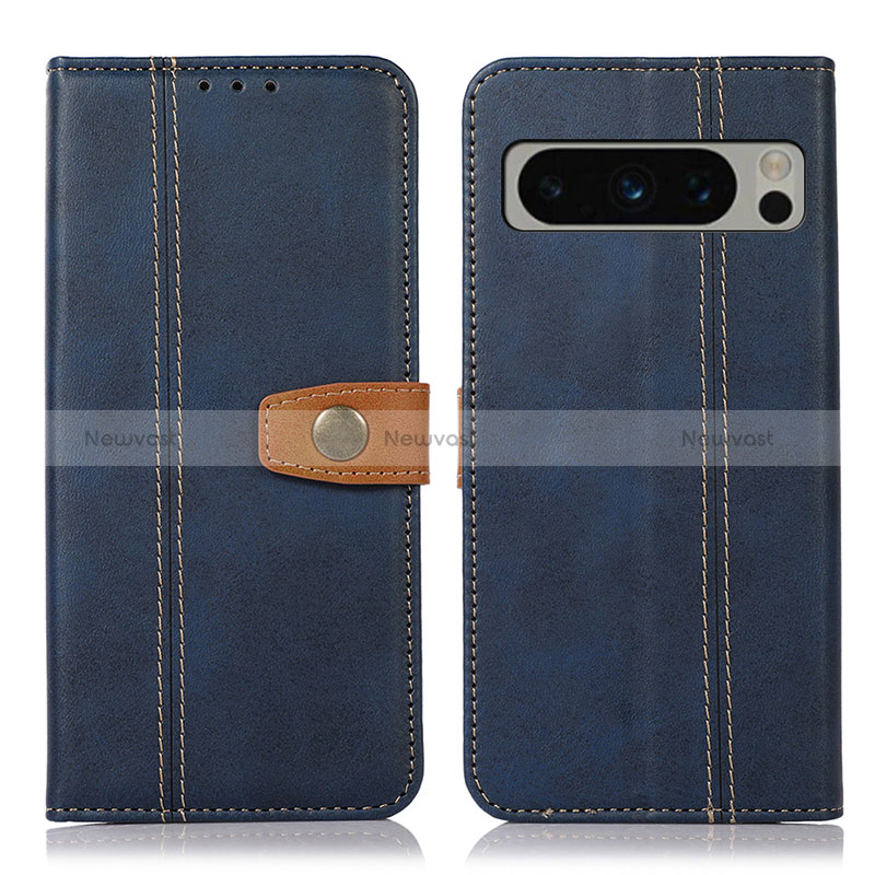 Leather Case Stands Flip Cover Holder M16L for Google Pixel 8 Pro 5G Blue