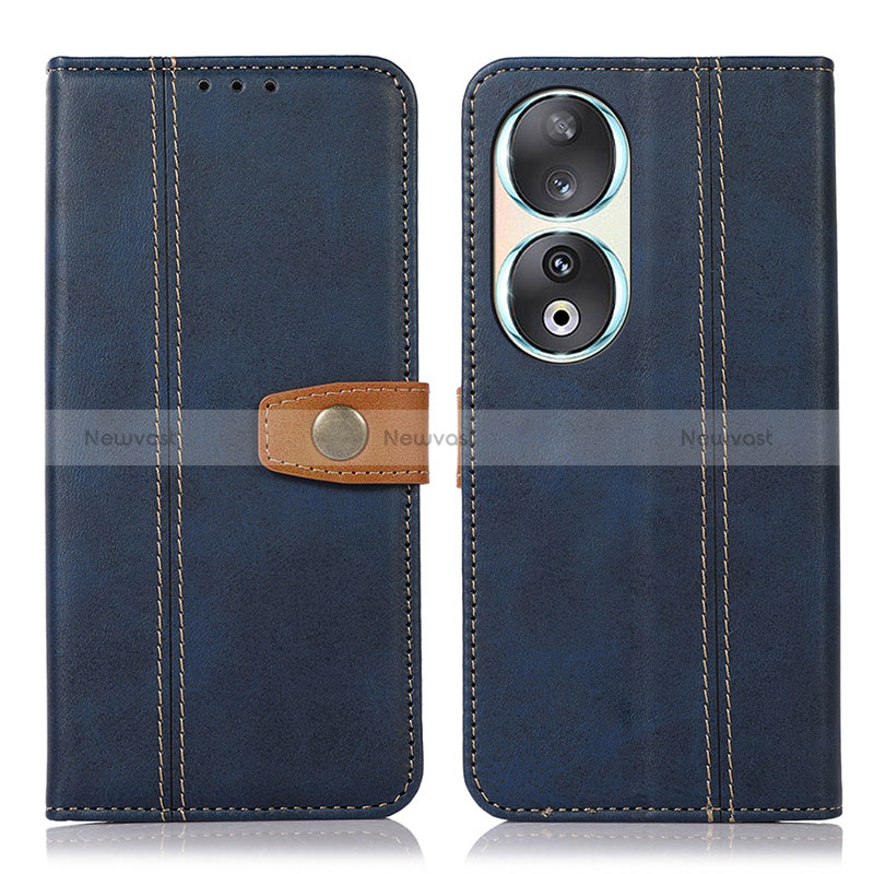 Leather Case Stands Flip Cover Holder M16L for Huawei Honor 90 5G Blue