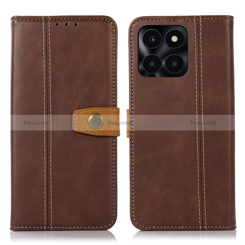 Leather Case Stands Flip Cover Holder M16L for Huawei Honor X6a Brown