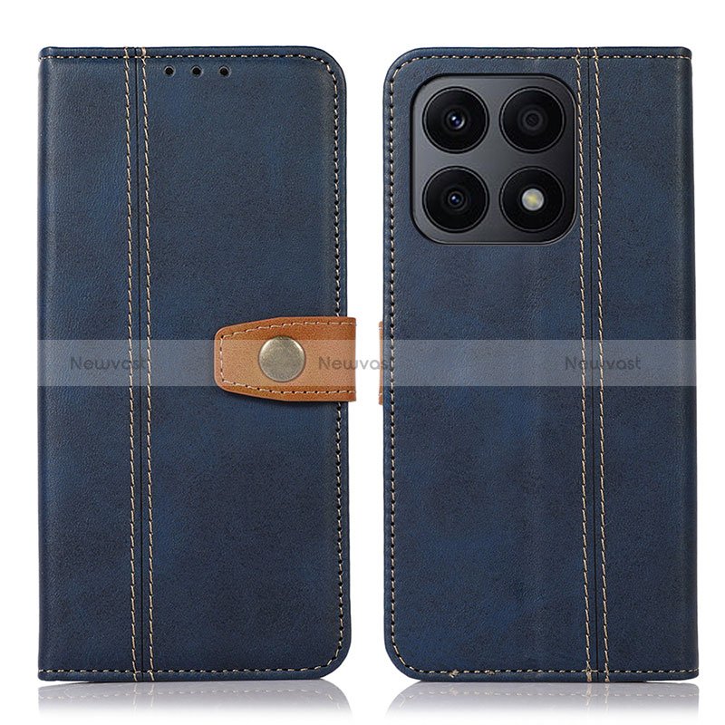 Leather Case Stands Flip Cover Holder M16L for Huawei Honor X8a 4G Blue