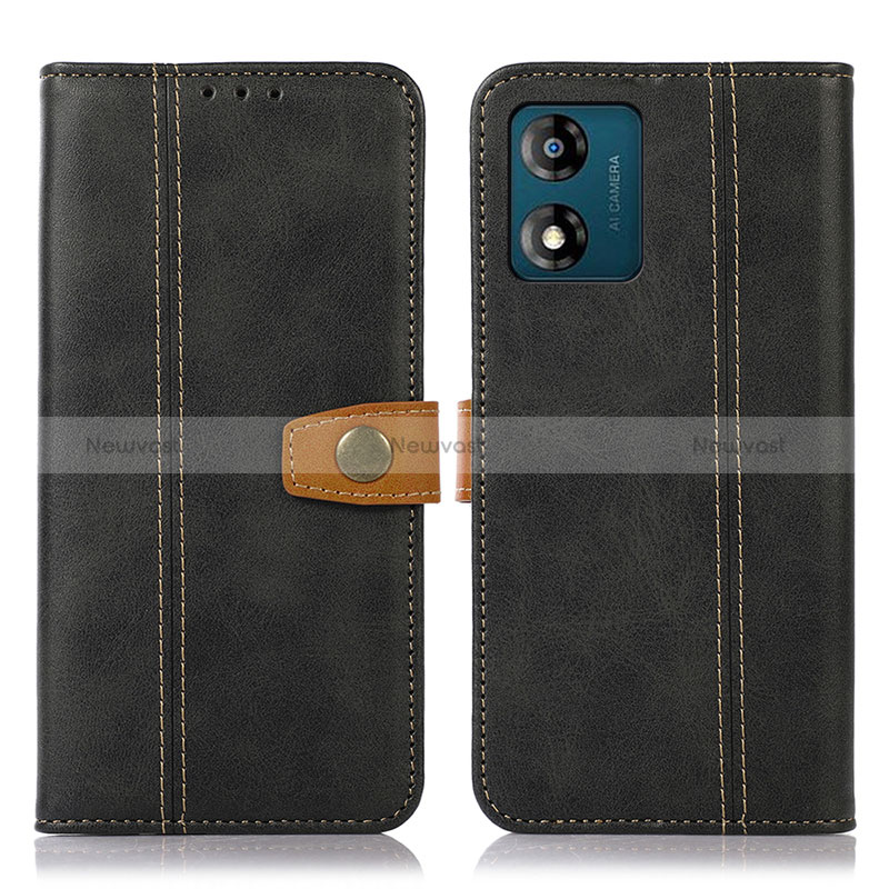 Leather Case Stands Flip Cover Holder M16L for Motorola Moto E13 Black