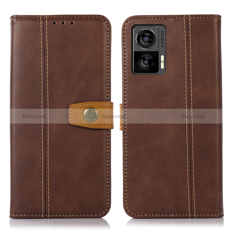 Leather Case Stands Flip Cover Holder M16L for Motorola Moto Edge 30 Lite 5G Brown