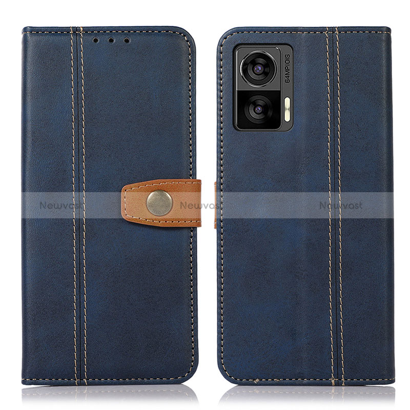 Leather Case Stands Flip Cover Holder M16L for Motorola Moto Edge 30 Neo 5G Blue