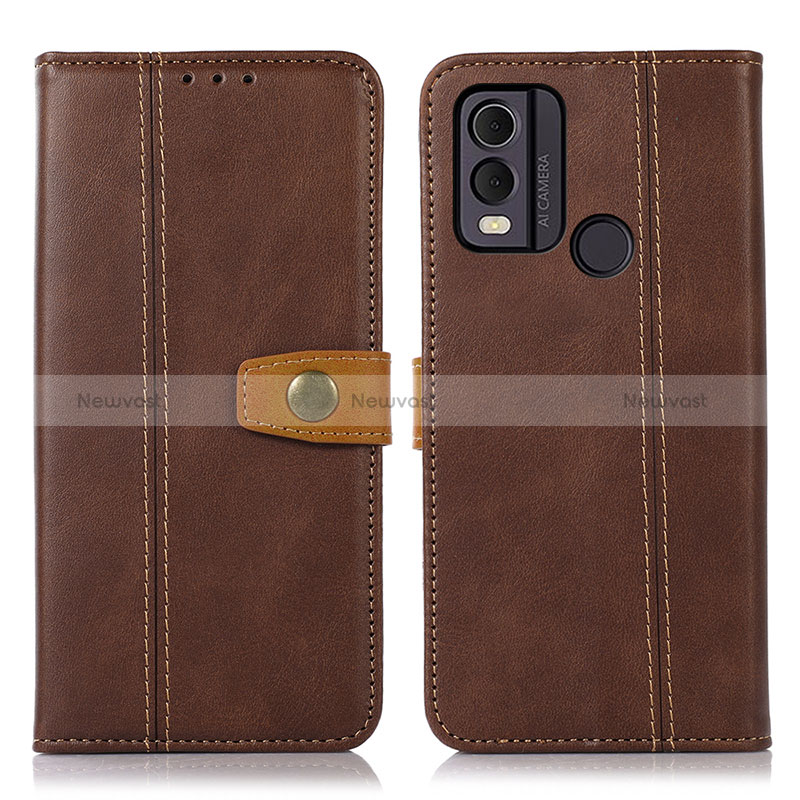 Leather Case Stands Flip Cover Holder M16L for Nokia C22 Brown