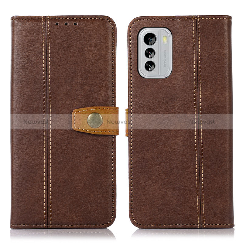 Leather Case Stands Flip Cover Holder M16L for Nokia G60 5G Brown