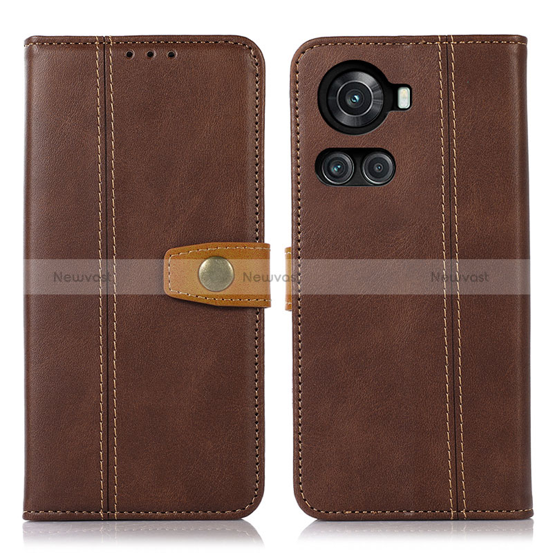 Leather Case Stands Flip Cover Holder M16L for OnePlus 10R 5G Brown