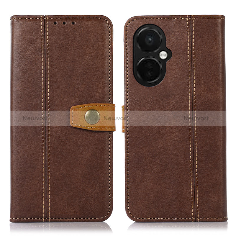 Leather Case Stands Flip Cover Holder M16L for OnePlus Nord CE 3 5G Brown