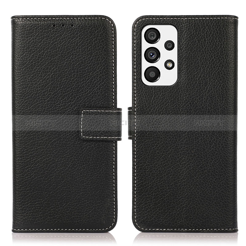 Leather Case Stands Flip Cover Holder M16L for Samsung Galaxy A73 5G Black