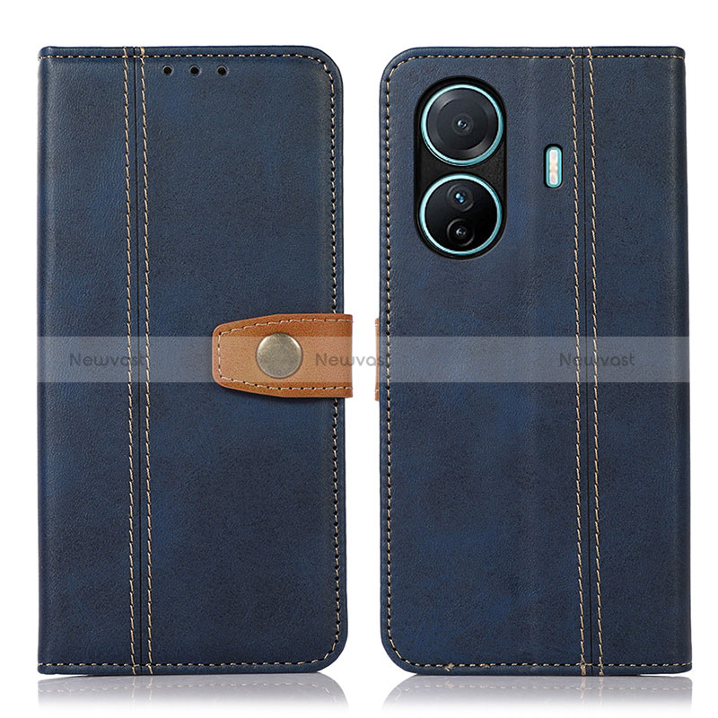 Leather Case Stands Flip Cover Holder M16L for Vivo iQOO Z6 Pro 5G Blue