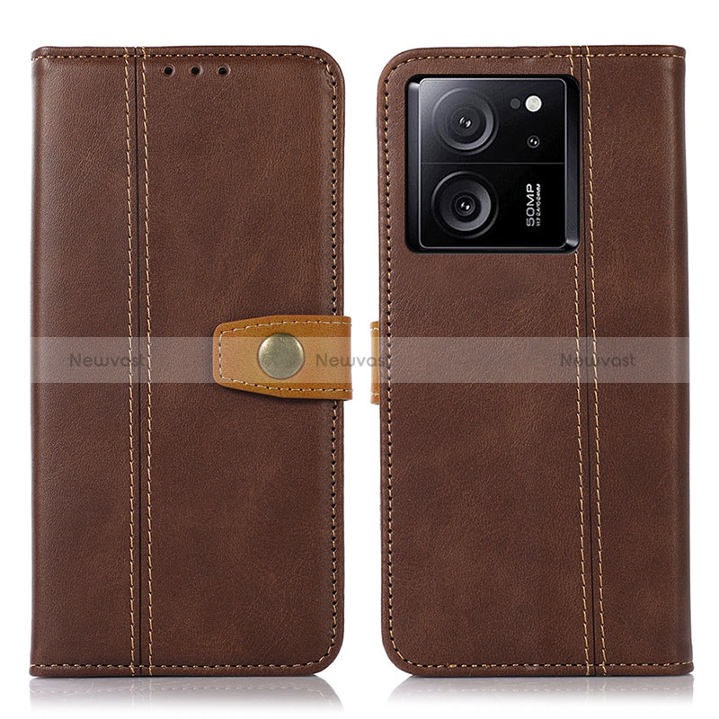 Leather Case Stands Flip Cover Holder M16L for Xiaomi Mi 13T Pro 5G Brown