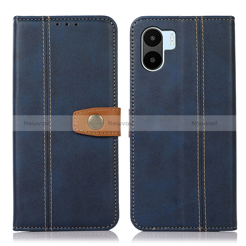 Leather Case Stands Flip Cover Holder M16L for Xiaomi Poco C51 Blue