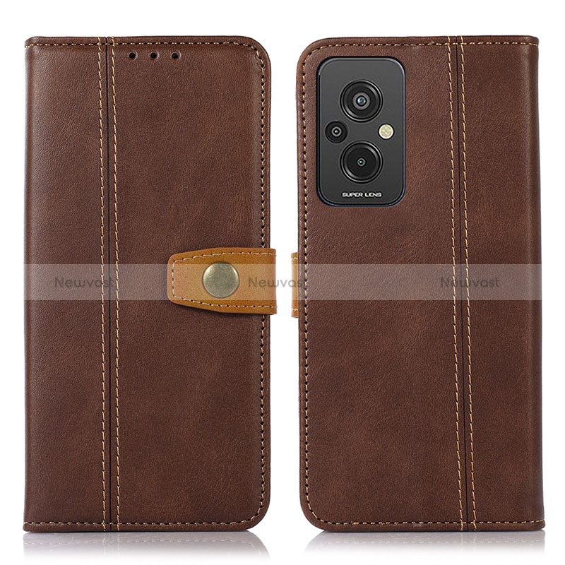 Leather Case Stands Flip Cover Holder M16L for Xiaomi Redmi 11 Prime 4G Brown