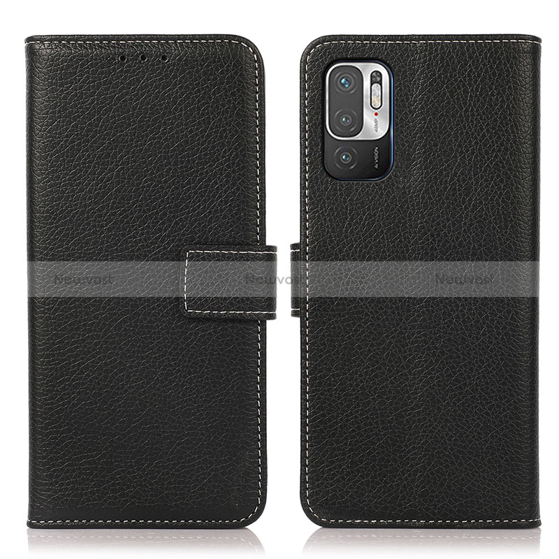 Leather Case Stands Flip Cover Holder M16L for Xiaomi Redmi Note 10 5G Black