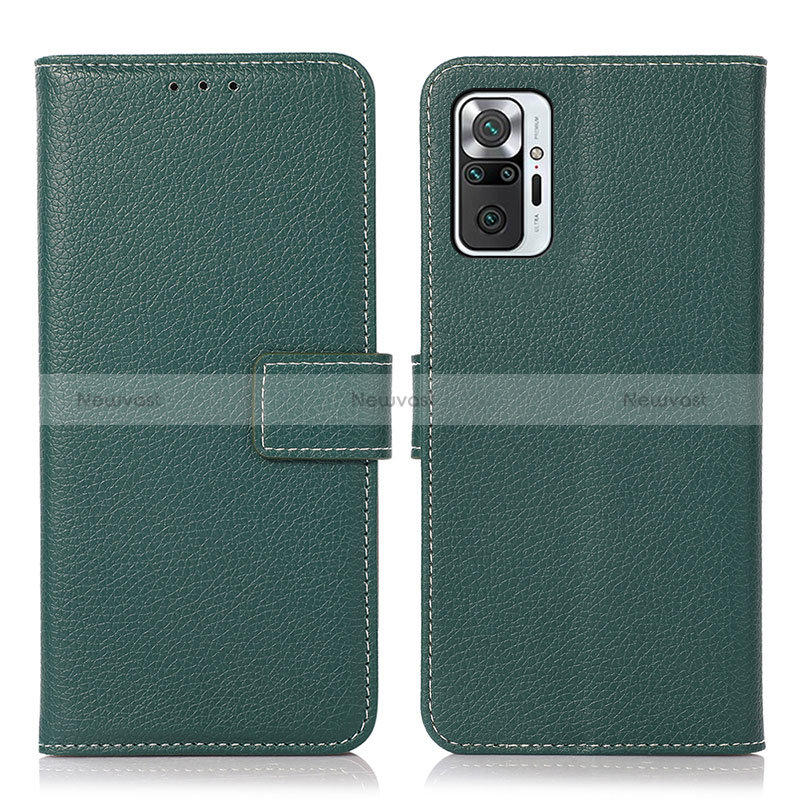 Leather Case Stands Flip Cover Holder M16L for Xiaomi Redmi Note 10 Pro 4G Green