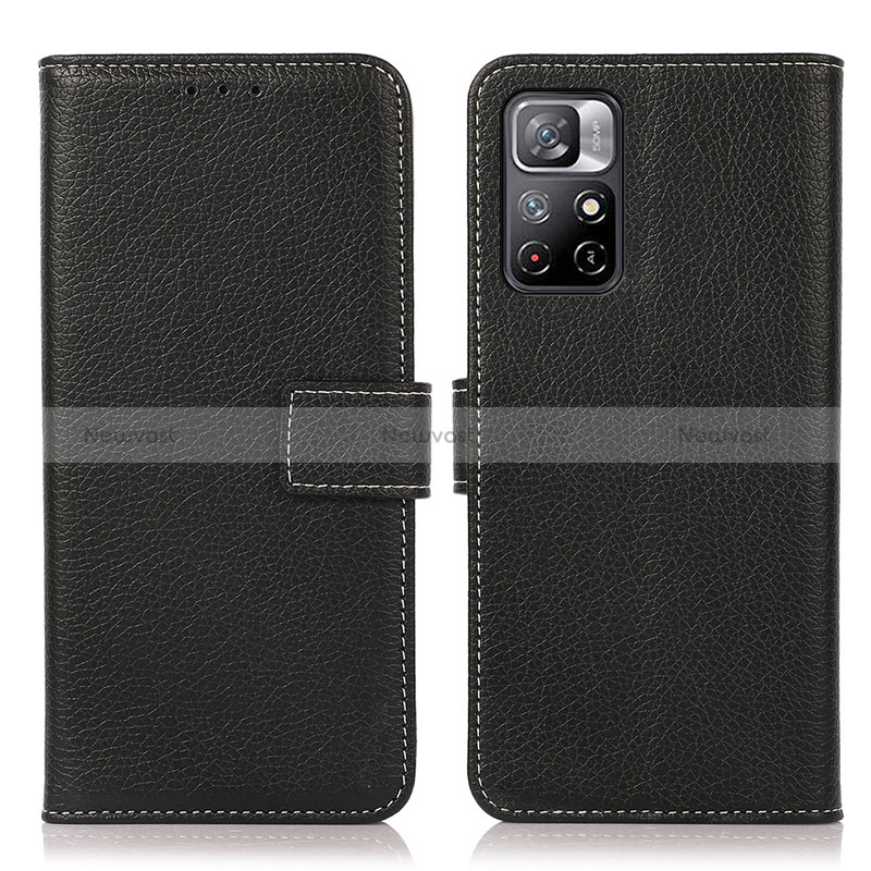 Leather Case Stands Flip Cover Holder M16L for Xiaomi Redmi Note 11 5G Black