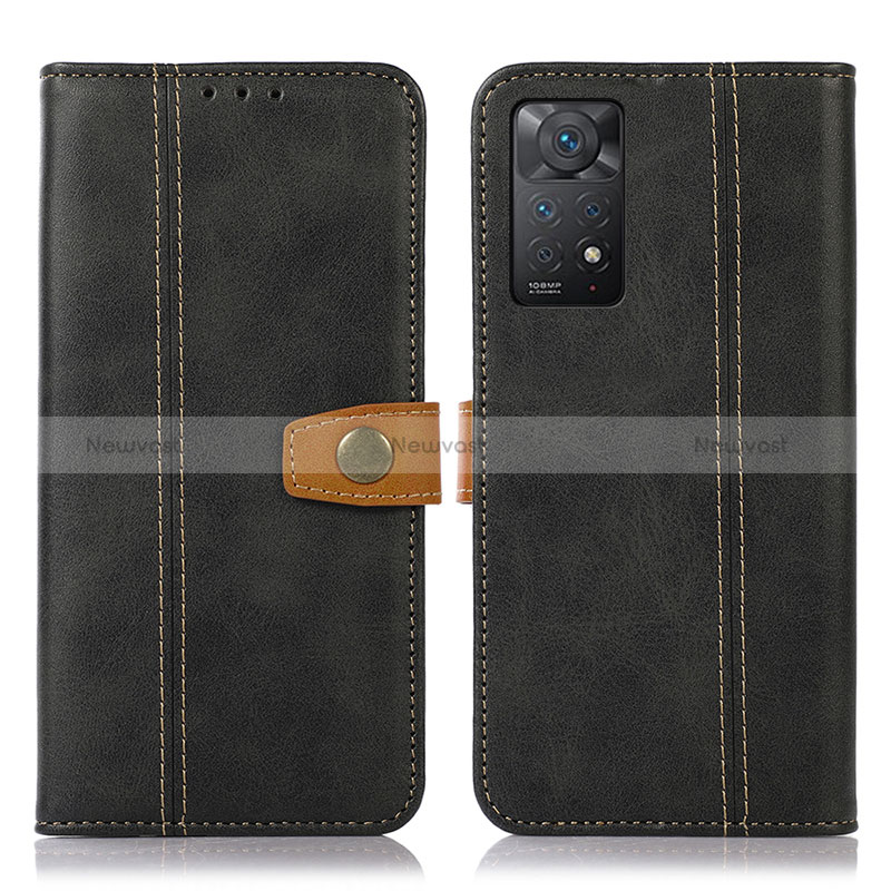 Leather Case Stands Flip Cover Holder M16L for Xiaomi Redmi Note 11 Pro 4G Black