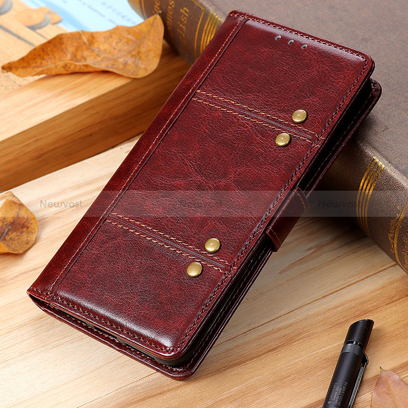 Leather Case Stands Flip Cover Holder M19L for Samsung Galaxy S22 Plus 5G Brown