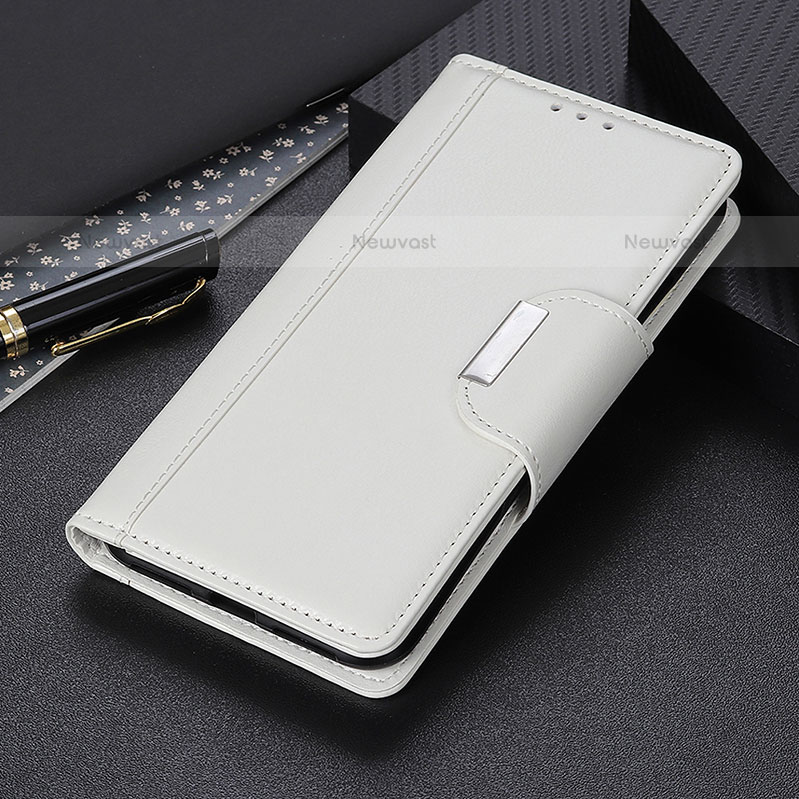 Leather Case Stands Flip Cover Holder M22L for Samsung Galaxy S21 Plus 5G White